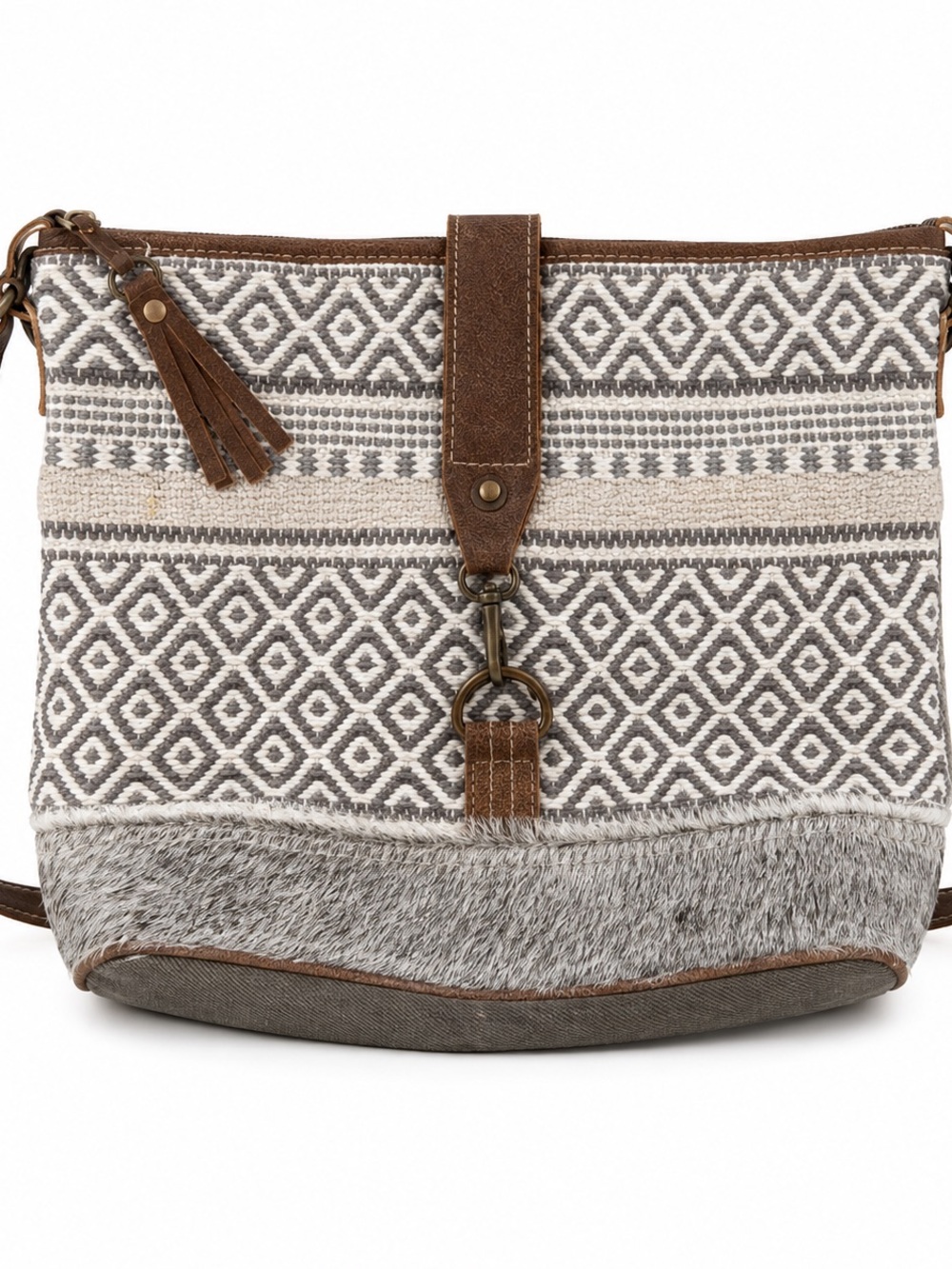 Myra Bag Boho Hairon Canvas Crossbody Purse Western Boutique Bag